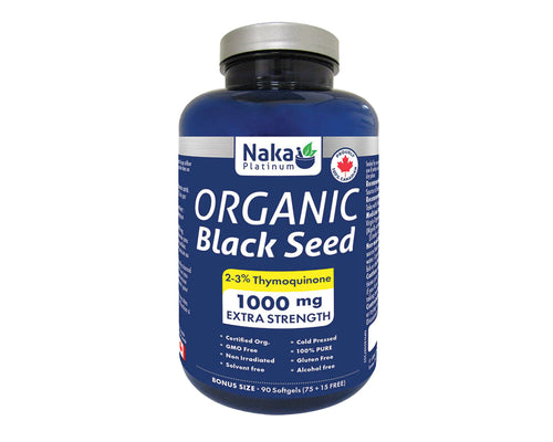 Naka Platinum Organic Black Seed 1000mg 75+15 Softgels - Organic and Non-GMO