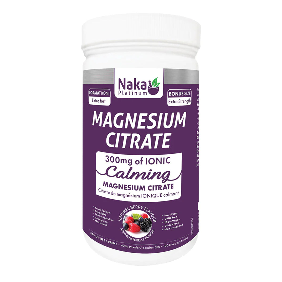 Naka Magnesium Citrate Calming Powder, 600g Ionic Magnesium