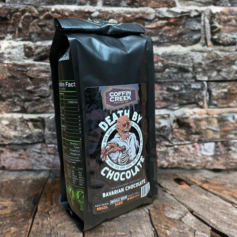 Coffin Creek Coffee co Death By Chocolate - Bavarian Chocolate Flavoured Coffee - 340 Grams Ground