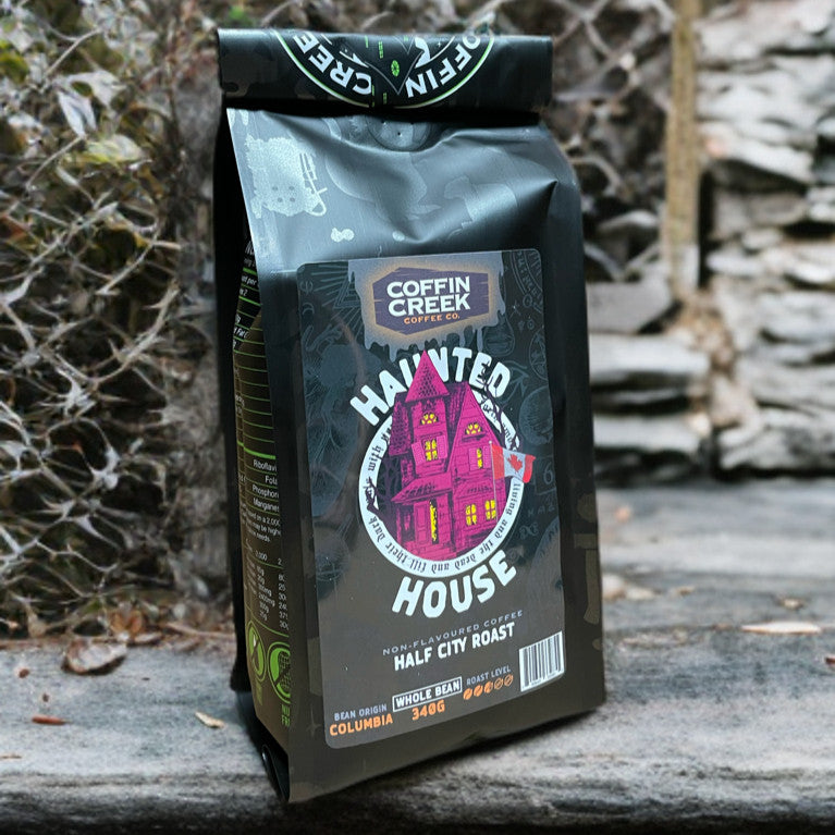 Coffin Creek Coffee co Haunted House - Medium Half City Roast - 340 Grams Whole Bean