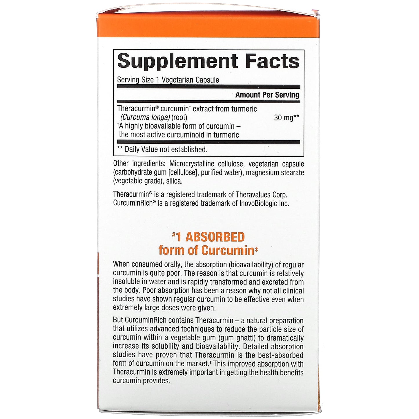 Natural Factors Curcumin Rich Theracurmin 60 Veggie Caps