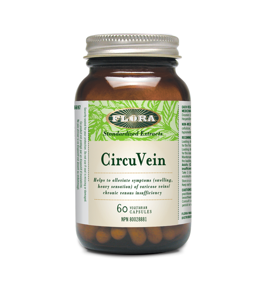 Flora CircuVein to alleviate symptoms of varicose veins and chronic venous insufficiency in 60 vegetarian capsules