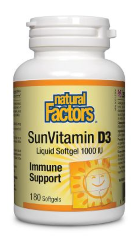 Natural Factors Sun Vitamin D3 1000 IU 180 Tablets