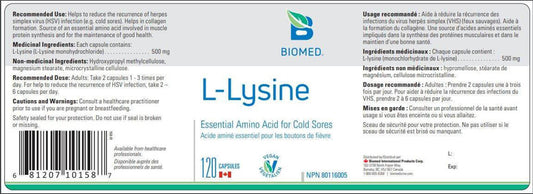 L-Lysine by Biomed (120 capsules)