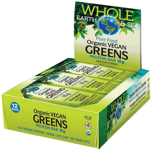 Box of 12 Natural Factors Whole Earth and Sea Organic Vegan Greens Protein Bars