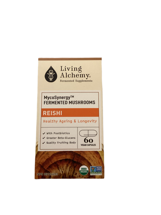 Living Alchemy Fermented Mushrooms REISHI Healthy Ageing & Longevity 60 Vegan Capsules