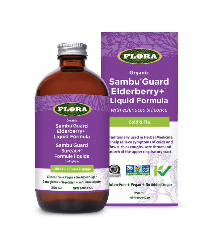 FLORA Cold & Flu Sambu Guard Elderberry + Liquid Formula with echinacea & licorice 250 ML
