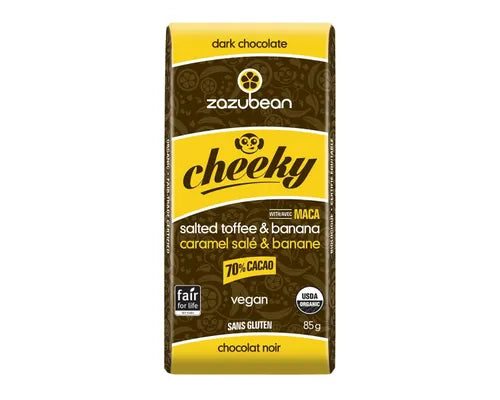 Zazubean Organic Dark Chocolate Cheeky Bar Salted Toffee & Banana 85g