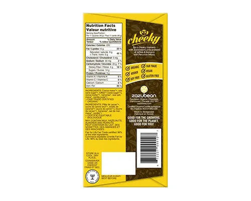 Zazubean Organic Dark Chocolate Cheeky Bar Salted Toffee & Banana 85g