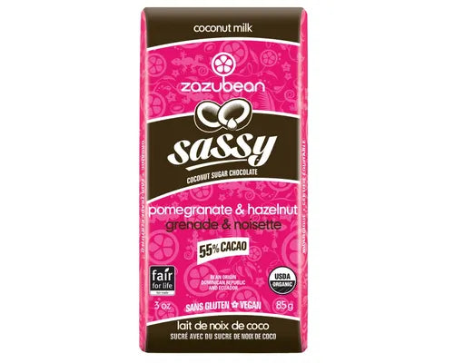 Zazubean Organic Coconut Milk Chocolate Sassy Bar 85g