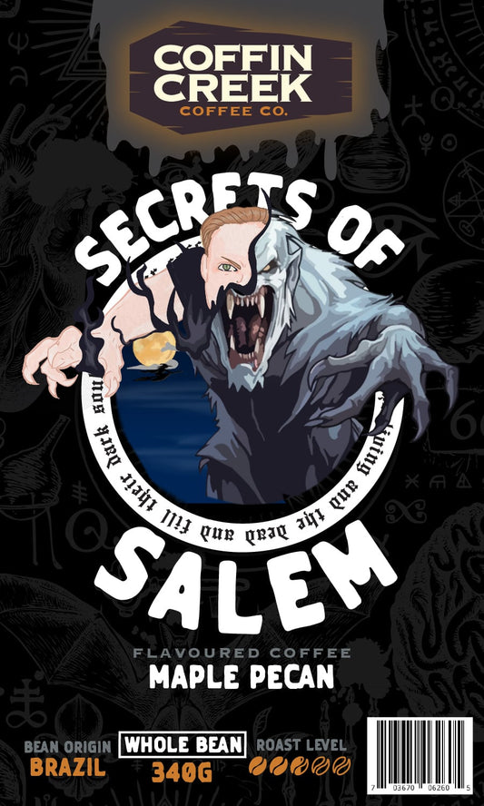 Coffin Creek Coffee co Secrets of Salem - Maple Pecan Flavoured Coffee - 340 Grams Ground