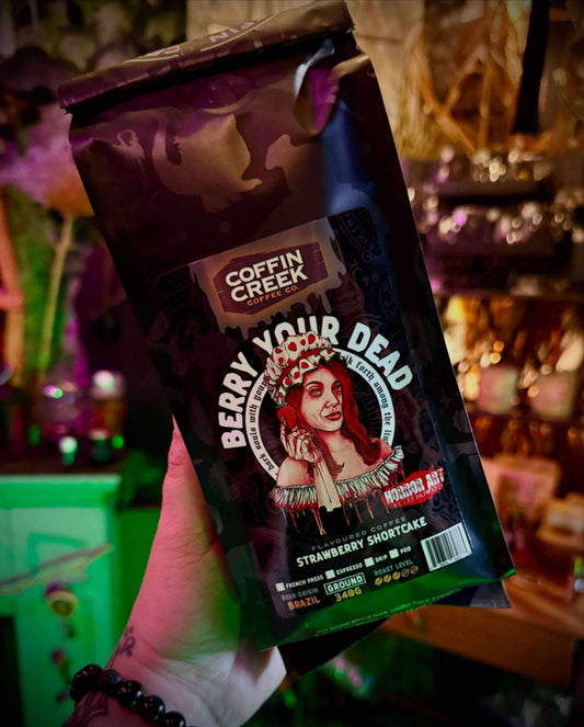 Coffin Creek Coffee co Berry Your Dead - Strawberry Shortcake Flavoured Coffee - 340 Grams Ground