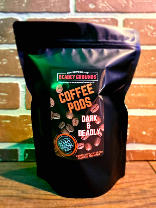 Coffin Creek Coffee co Dark & Deadly - Dark French Roast Sumatra 12 Pack Coffee Pods Keurig 2.0 Compatible