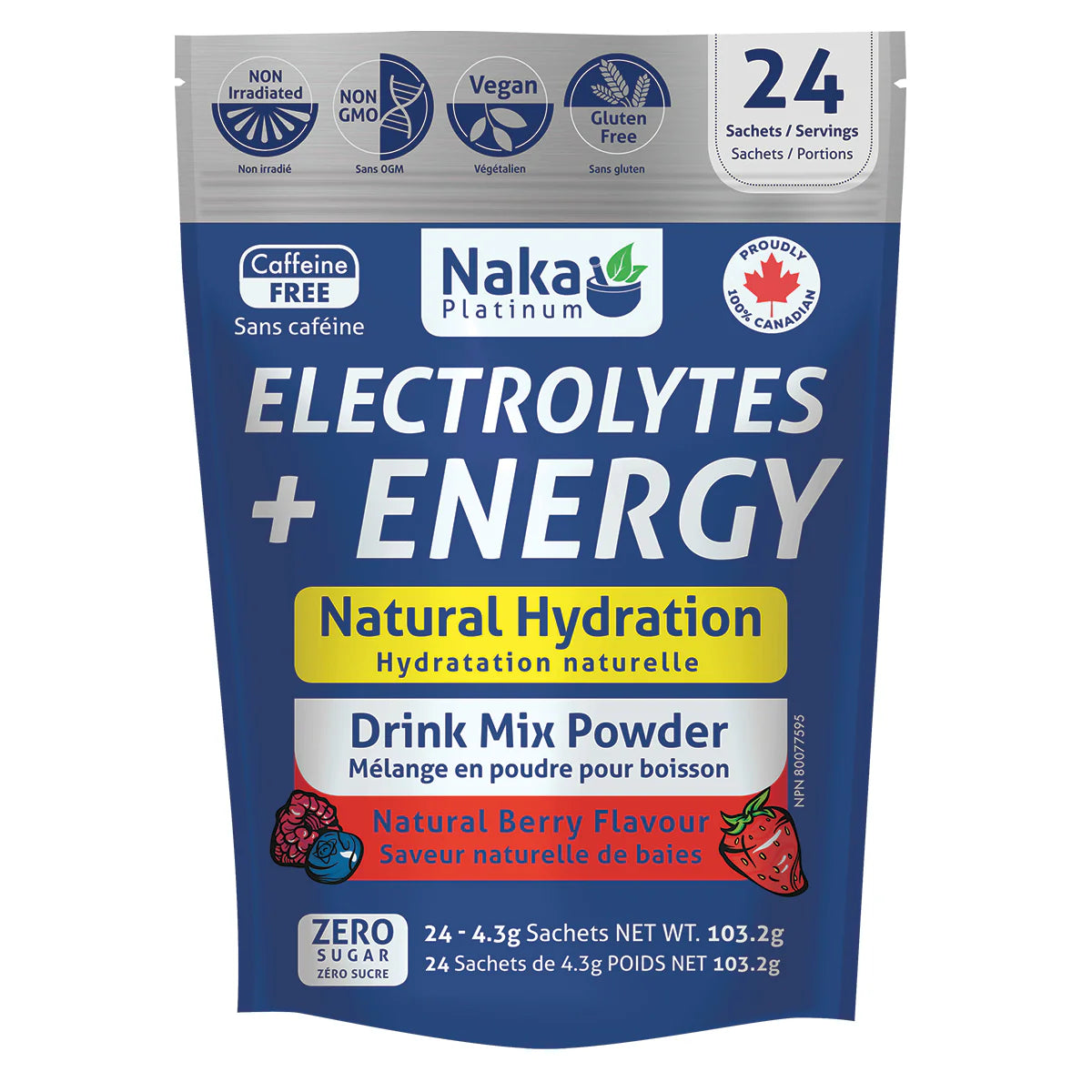 Naka Platinum Electrolytes + Energy 24-4.3g Sachets