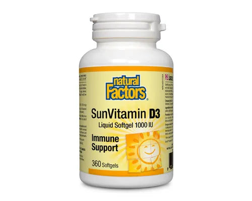 Natural Factors Sun Vitamin D3 1000 IU 360 Softgels