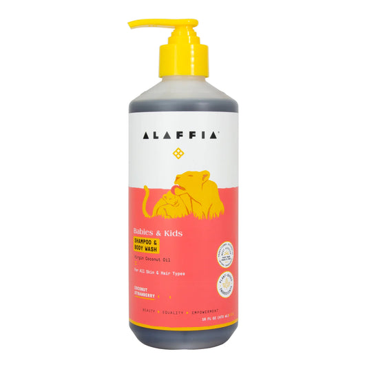 Alaffia Shampoo and Body Wash for Kids: Strawberry and Coconut 473ml
