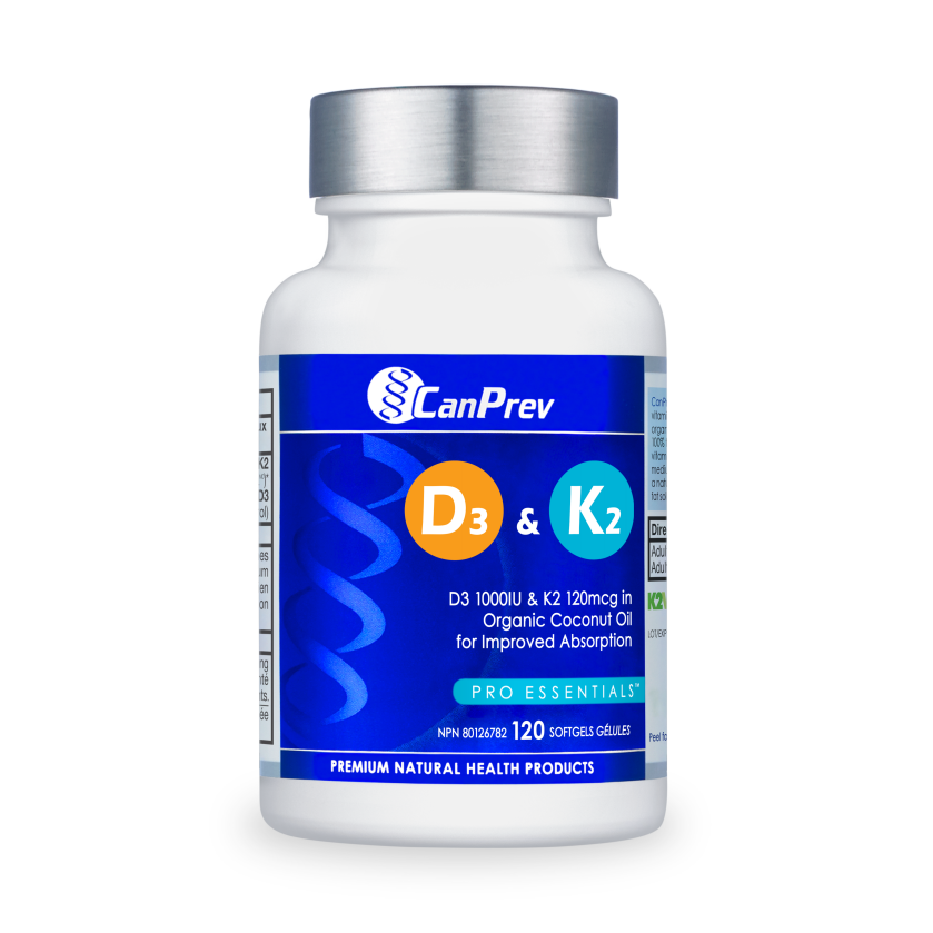 CanPrev D3 & K2 – Organic Coconut Oil 120 softgels