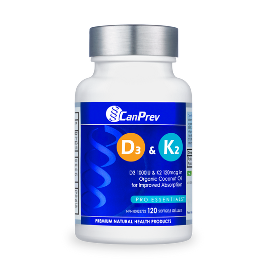 CanPrev D3 & K2 – Organic Coconut Oil 120 softgels