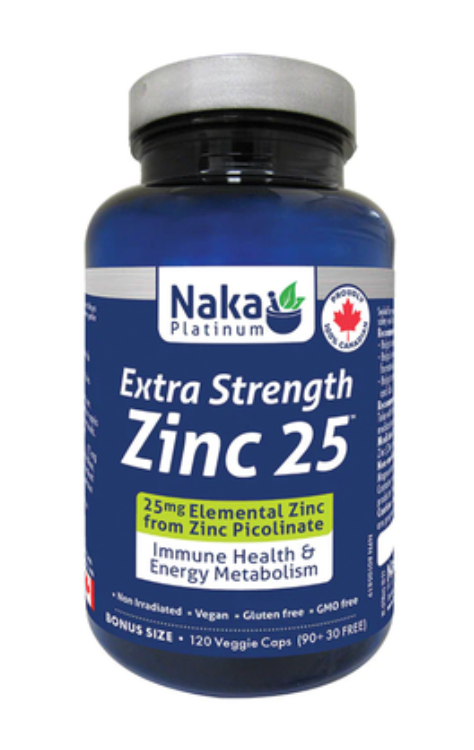 Naka Platinum Zinc Picolinate Extra Strength 25mg 120 Veggie Capsules