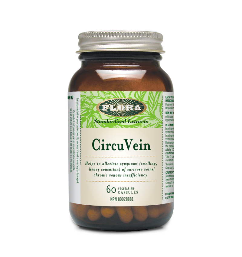 Flora CircuVein to alleviate symptoms of varicose veins and chronic venous insufficiency in 60 vegetarian capsules