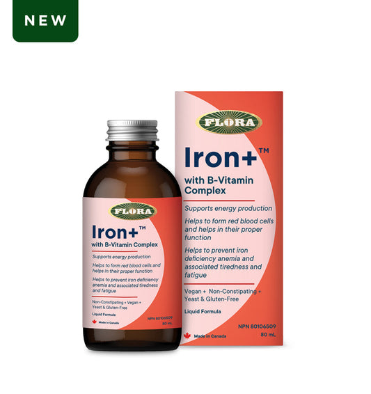 Flora Iron + Liquid with B Vitamin Complex in a 80mL liquid formula