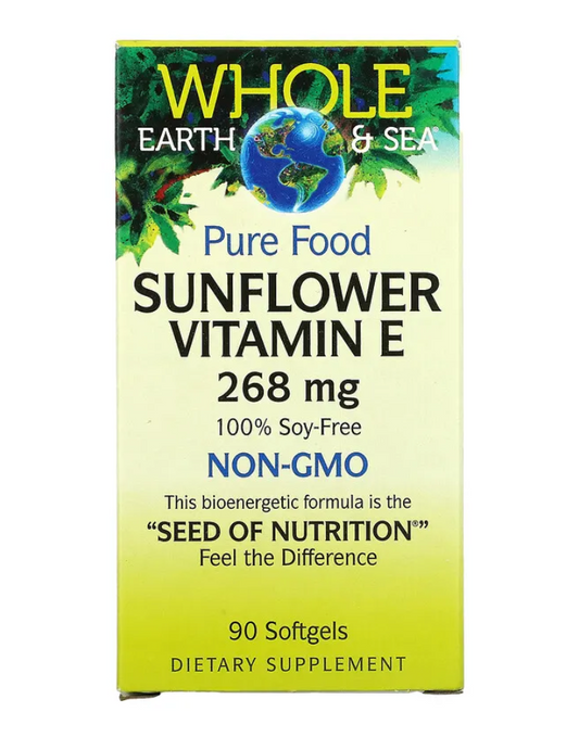 Natural Factors, Whole Earth & Sea, Sunflower Vitamin E, 268 mg, 90 Softgels