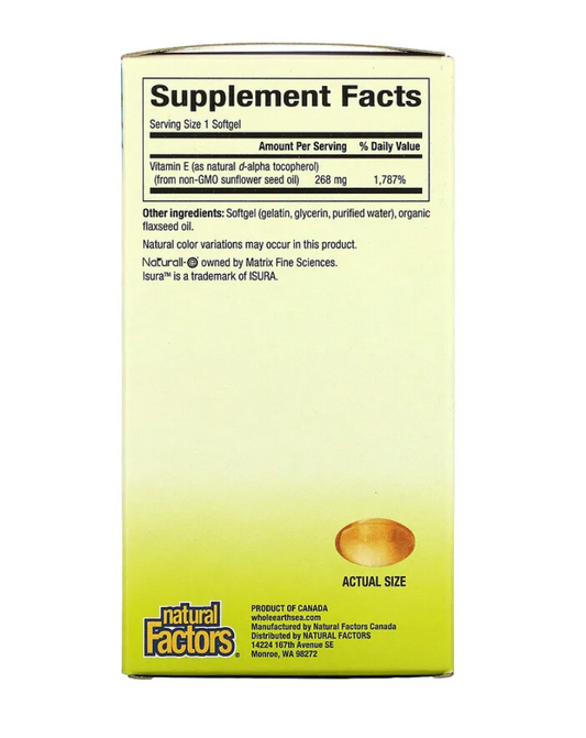 Natural Factors, Whole Earth & Sea, Sunflower Vitamin E, 268 mg, 90 Softgels