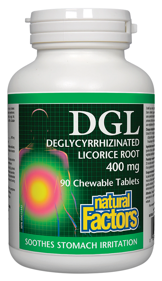 Natural Factors DGL Deglycyrrhizinated Licorice Root (90 Tablets)