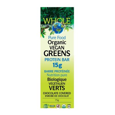 Whole Earth & Sea Organic Vegan Greens Protein Bar Chocolate Covered 15g