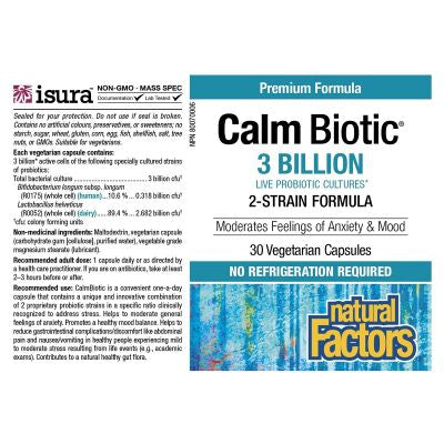 Natural Factors Calm Biotic 3 Billion 30 Veggie Caps