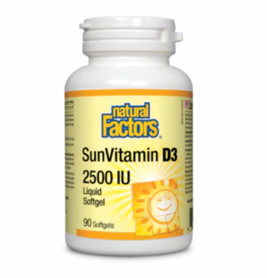 Natural Factors Sun Vitamin D3 2500 IU with liquid 90 soft gels