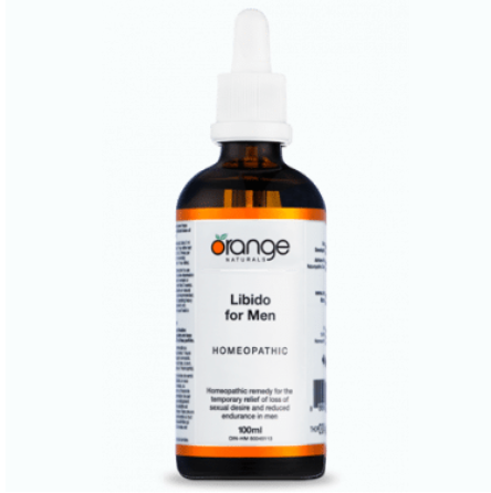 Orange liquid homeopathic libido for man in a 100ml bottle