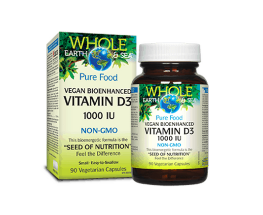 Whole Earth and Sea Vegan Bioenhanced Vitamin D3 1000IU in 90 vegetarian capsules  Edit alt text